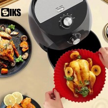 Tava De Protectie Din Silicon SIKS Pentru Air Fryer, Universala, Pentru Friteuza, Prajit, Copt, Reutilizabila, Rosu