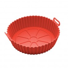 Tava De Protectie Din Silicon SIKS Pentru Air Fryer, Universala, Pentru Friteuza, Prajit, Copt, Reutilizabila, Rosu