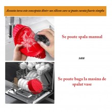 Tava De Protectie Din Silicon SIKS Pentru Air Fryer, Universala, Pentru Friteuza, Prajit, Copt, Reutilizabila, Rosu