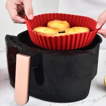 Tava De Protectie Din Silicon SIKS Pentru Air Fryer, Universala, Pentru Friteuza, Prajit, Copt, Reutilizabila, Rosu