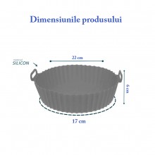 Tava De Protectie Din Silicon SIKS Pentru Air Fryer, Universala, Pentru Friteuza, Prajit, Copt, Reutilizabila, Gri