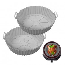 Tava De Protectie Din Silicon SIKS Pentru Air Fryer, Universala, Pentru Friteuza, Prajit, Copt, Reutilizabila, Gri