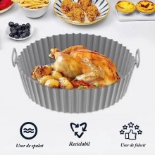 Tava De Protectie Din Silicon SIKS Pentru Air Fryer, Universala, Pentru Friteuza, Prajit, Copt, Reutilizabila, Gri