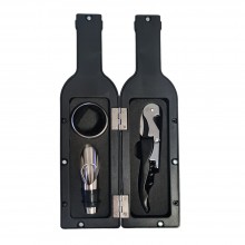 Set Cadou SIKS, Accesorii Vin, 3 Piese Incluse, Ambalaj Sticla De Vin, Negru