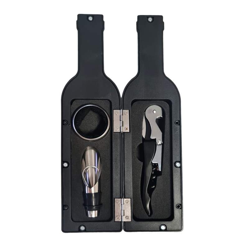 Set Cadou SIKS, Accesorii Vin, 3 Piese Incluse, Ambalaj Sticla De Vin, Negru Set Cadou SIKS, Accesorii Vin, 3 Piese Incluse, Ambalaj Sticla De Vin, Negru