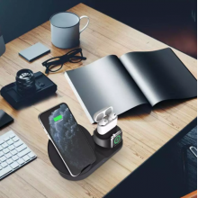Statie de incarcare SIKS® universala Fast Wireless Charger 3 in 1, incarcare telefon, airpods si smartwatch, negru