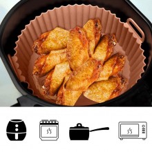 Tava De Protectie Din Silicon SIKS Pentru Air Fryer, Universala, Pentru Friteuza, Prajit, Copt, Reutilizabila, Maro