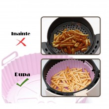Tava De Protectie Din Silicon SIKS Pentru Air Fryer, Universala, Pentru Friteuza, Prajit, Copt, Reutilizabila, Mov