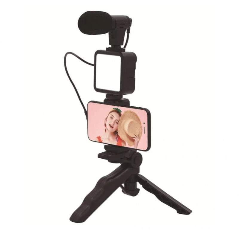 Suport Telefon Cu Lampa LED EDAR, YouTube, TikTok, Kit Pentru Vloguri 4 in 1 , Microfon Si Trepied, Compatibil IOS / Android ... Suport Telefon Cu Lampa LED EDAR, YouTube, TikTok, Kit Pentru Vloguri 4 in 1 , Microfon Si Trepied, Compatibil IOS / Android ...