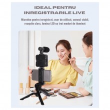 Suport Telefon Cu Lampa LED EDAR, YouTube, TikTok, Kit Pentru Vloguri 4 in 1 , Microfon Si Trepied, Compatibil IOS / Android ... Suport Telefon Cu Lampa LED EDAR, YouTube, TikTok, Kit Pentru Vloguri 4 in 1 , Microfon Si Trepied, Compatibil IOS / Android ...