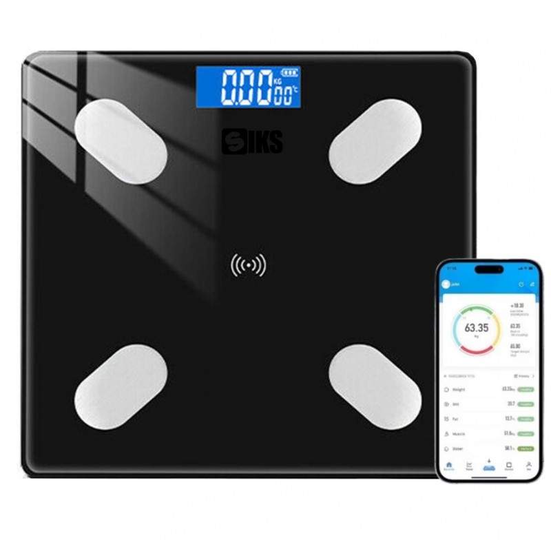 Cantar de Baie Corporal Smart Digital SIKS ABJ178, Conectare Bluetooth, Afisaj LCD, Greutate Maxima 180 KG, Indice de Masa Co...