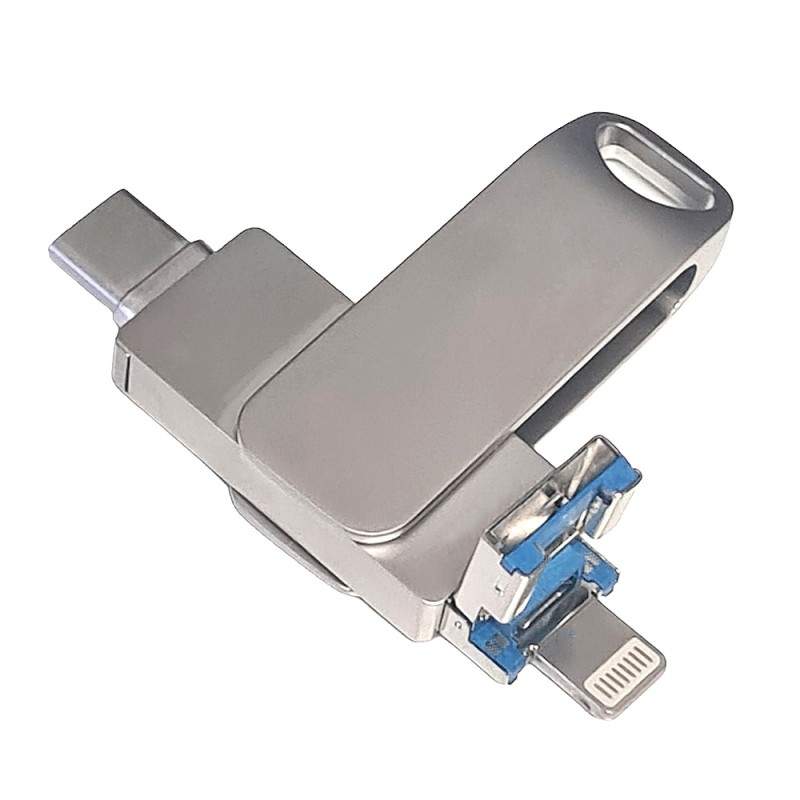 Stick Memorie SIKS Din Metal 4 In 1, 512 GB, Cu USB 3.0, Type-C, USB C Si Lightning, Rotativ 360⁰, Waterproof, Compatibil Cu ... Stick Memorie SIKS Din Metal 4 In 1, 512 GB, Cu USB 3.0, Type-C, USB C Si Lightning, Rotativ 360⁰, Waterproof, Compatibil Cu ...