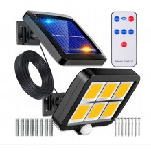 Lampa Solara Cu Telecomanda 120 COB LED SIKS, Cu Senzor De Miscare Si Lumina, Baterie Inclusa 1200 Mah, 260 LM, Cablu 5 M, Pa...
