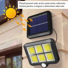 Lampa Solara Cu Telecomanda 120 COB LED SIKS, Cu Senzor De Miscare Si Lumina, Baterie Inclusa 1200 Mah, 260 LM, Cablu 5 M, Pa... Lampa Solara Cu Telecomanda 120 COB LED SIKS, Cu Senzor De Miscare Si Lumina, Baterie Inclusa 1200 Mah, 260 LM, Cablu 5 M, Pa...