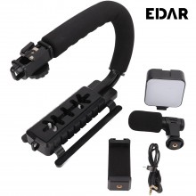 Kit Profesional EDAR De Vlogging Sau Podcast Youtube Cu Telecomanda, Trepied, Lumina LED Si Microfon, Compatibil Cu Aparat Fo...