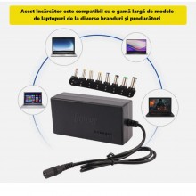 Incarcator Universal SIKS Pentru Laptop, 9 Conectori Pentru Priza, Negru