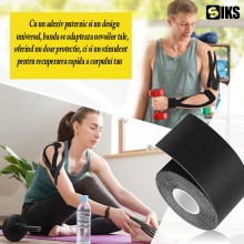 Banda Kinesiologica SIKS Pentru Suportul Muschilor, Pentru Sportivi Si Atleti, Negru