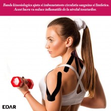 Banda Kinesiologica EDAR pentru suportul muschilor, pentru sportivi si atleti, Negru Banda Kinesiologica EDAR pentru suportul muschilor, pentru sportivi si atleti, Negru