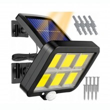 Lampa Solara 120 COB LED EDAR, Cu Telecomanda,&nbsp; Senzor De Miscare Si Lumina, Baterie Inclusa 1200 Mah, 260 LM, Cablu 5 M, Pan...