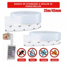 Set 2 x Banda de Etansare din Silicon EDAR,, Transparenta, Pentru Usa, Fereastra, Cabina de Dus, 25 mm x 1,8 m + 45 mm x 1,8 m