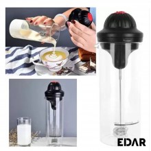 Spumator Electric De Lapte EDAR, Cu Pahar De Sticla 450 ml , Cu Baterii