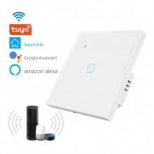 Intrerupator Inteligent De Lumina Cu Touch SIKS, Wi-Fi, Fara Nul, 1 Buton Iluminat Sticla securizata, Compatibil Cu Aplicatie, T