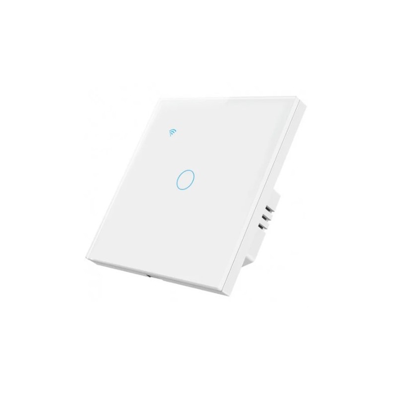 Intrerupator Inteligent De Lumina Cu Touch SIKS, Wi-Fi, Fara Nul, 1 Buton Iluminat Sticla securizata, Compatibil Cu Aplicatie, T