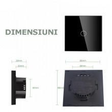 Intrerupator Lumina Cu Touch SIKS Din Sticla Securizata, De Perete, Serie 2024, Iluminare LED, Ecran Tactil, Elegant, 1 Faza,...