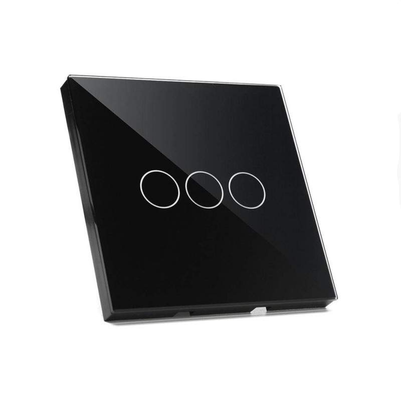 Intrerupator Touch Cu Lumina Triplu EDAR, De Perete, Din Sticla Securizata, Serie 2024, Iluminare LED, Ecran Tactil, Elegant,...