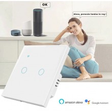 Intrerupator Inteligent Cu Touch EDAR, Wi-Fi, 2 Faze, Sticla securizata, Compatibil Cu Tuya, Life Smart, Amazon Alexa, Google As Intrerupator Inteligent Cu Touch EDAR, Wi-Fi, 2 Faze, Sticla securizata, Compatibil Cu Tuya, Life Smart, Amazon Alexa, Google As