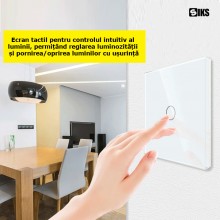 Intrerupator Lumina Cu Touch SIKS Din Sticla Securizata, De Perete, Serie 2024, Iluminare LED, Ecran Tactil, Elegant, 1 Faza,... Intrerupator Lumina Cu Touch SIKS Din Sticla Securizata, De Perete, Serie 2024, Iluminare LED, Ecran Tactil, Elegant, 1 Faza,...