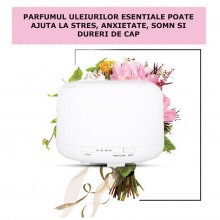 Umidificator Ultrasonic EDAR, Difuzor Aroma, Rezervor 300 ml, 7 Lumini Led, Alb