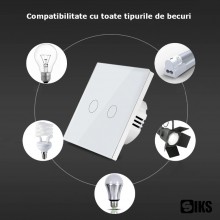 Intrerupator Lumina Dublu Cu Touch SIKS Din Sticla Securizata, De Perete, Serie 2024, Iluminare LED, Ecran Tactil, Elegant, 2... Intrerupator Lumina Dublu Cu Touch SIKS Din Sticla Securizata, De Perete, Serie 2024, Iluminare LED, Ecran Tactil, Elegant, 2...
