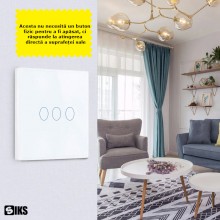 Intrerupator Lumina Triplu Cu Touch SIKS Din Sticla Securizata, De Perete, Serie 2024, Iluminare LED, Ecran Tactil, Elegant, ... Intrerupator Lumina Triplu Cu Touch SIKS Din Sticla Securizata, De Perete, Serie 2024, Iluminare LED, Ecran Tactil, Elegant, ...