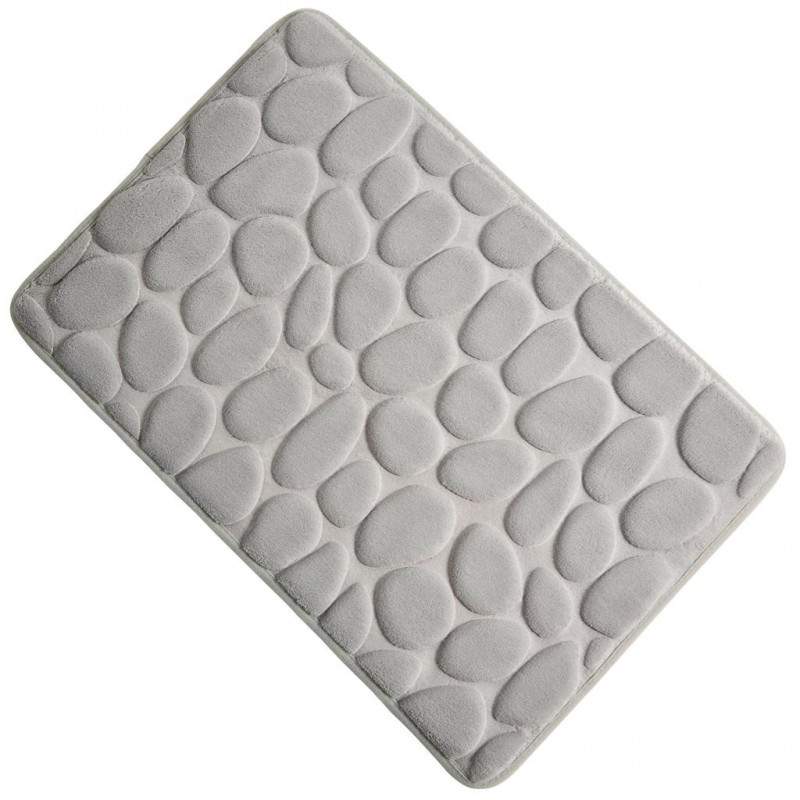 Covoras De Baie SIKS, Model 3D Textil, Antiderapant, Uscare Rapida , Ultra Absorbant, Imprimeu Pietre, Dimensiune 80 cm X 50 ...