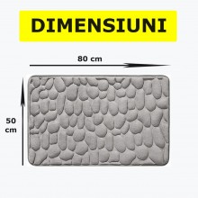 Covoras De Baie SIKS, Model 3D Textil, Antiderapant, Uscare Rapida , Ultra Absorbant, Imprimeu Pietre, Dimensiune 80 cm X 50 ...