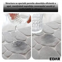 Covoras De Baie EDAR, Antiderapant, Model 3D Textil, Uscare Rapida , Ultra Absorbant, Imprimeu Pietre, Dimensiune 80 cm X 50 ...