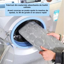 Covoras De Baie EDAR, Antiderapant, Model 3D Textil, Uscare Rapida , Ultra Absorbant, Imprimeu Pietre, Dimensiune 80 cm X 50 ...