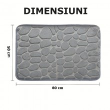 Covoras De Baie EDAR, Antiderapant, Model 3D Textil, Uscare Rapida , Ultra Absorbant, Imprimeu Pietre, Dimensiune 80 cm X 50 ...