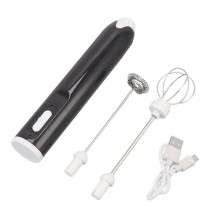 Set EDAR Spumator de Lapte pentru Cafea Si Mixer Pentru Oua, 2 Teluri Interschimbabile, Alimentare USB, Negru/Alb