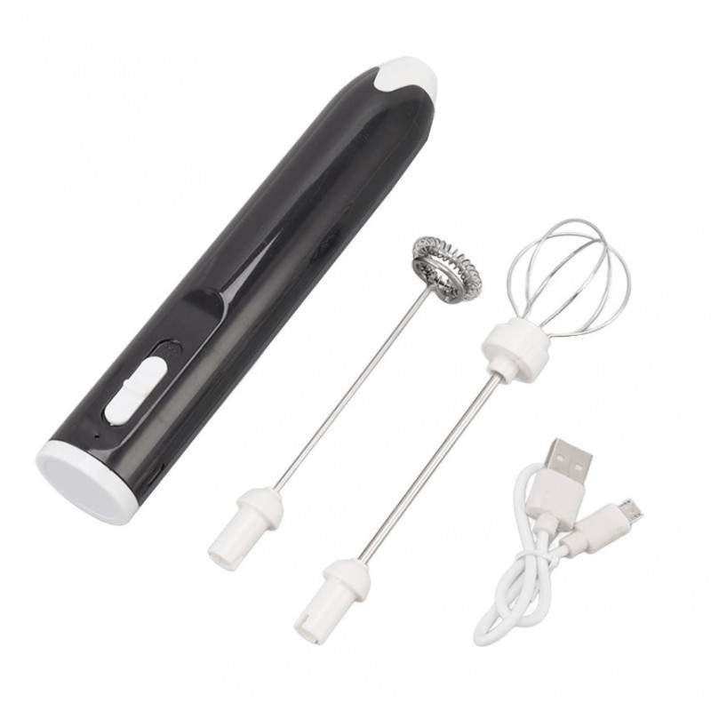Set EDAR Spumator de Lapte pentru Cafea Si Mixer Pentru Oua, 2 Teluri Interschimbabile, Alimentare USB, Negru/Alb Set EDAR Spumator de Lapte pentru Cafea Si Mixer Pentru Oua, 2 Teluri Interschimbabile, Alimentare USB, Negru/Alb