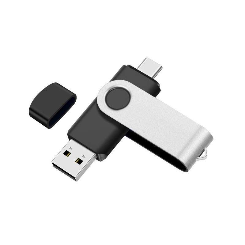 Stick Memorie EDAR, 256 GB, 2 IN 1, USB 3.0, Type-C, Waterproof, Type C, High Speed, Gri/Negru