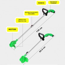 Motocoasa Electrica SIKS, Masina De Tuns Iarba, Trimmer Portabil Fara Fir Cu 3 Moduri De Taiere Pentru Iarba/ Gazon, Cu Brat Aju
