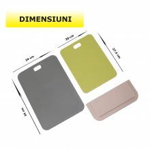 Set 2 Tocatoare Din Plastic SIKS, Cu Suport De Perete/Dulap, Tocator Mare 34x24cm, Tocator Mic 27,5x20cm, Gri/Verde