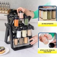 Set 18 recipiente SIKS pentru condimente cu suport rotativ, Organizator rotativ pentru condimente, pivotant 360°, 34x23 cm, N... Set 18 recipiente SIKS pentru condimente cu suport rotativ, Organizator rotativ pentru condimente, pivotant 360°, 34x23 cm, N...