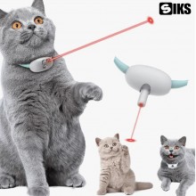 Jucarie Interactiva SIKS Cu Laser, Pentru Pisici, Zgarda Reincarcabila, Cu Pornire/Oprire Automata, Turquoise