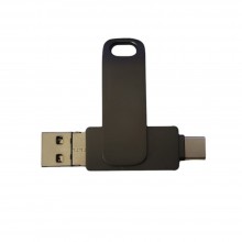 Stick Memorie SIKS Din Metal 4 In 1, Capacitate 256 GB, Cu USB 3.0, Type-C, USB C Si Lightning, Rotativ 360⁰, Waterproof, Com...