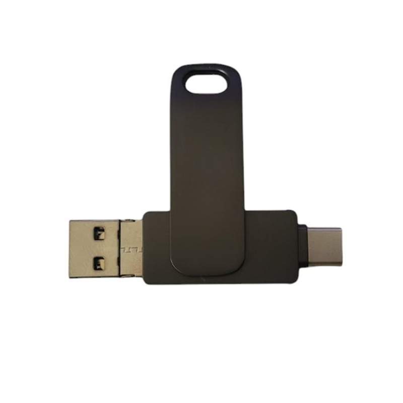 Stick Memorie SIKS Din Metal 4 In 1, Capacitate 256 GB, Cu USB 3.0, Type-C, USB C Si Lightning, Rotativ 360⁰, Waterproof, Com...
