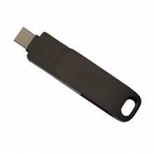 Stick Memorie SIKS Din Metal 4 In 1, Capacitate 256 GB, Cu USB 3.0, Type-C, USB C Si Lightning, Rotativ 360⁰, Waterproof, Com...