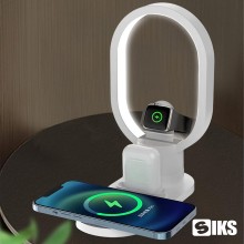 Incarcator Wireless 4 in 1 SIKS, Statie Incarcare 4 in 1, Cu Iluminare Led, Fast Charger 15W Incarcare Rapida, Cablu Usb Tip ...